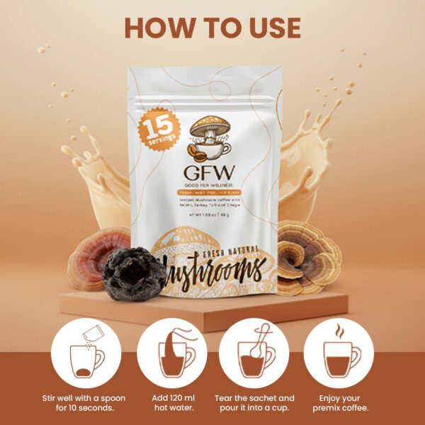 Instant Coffee with Turkey Tail , Reishi & Chaga - Image 5