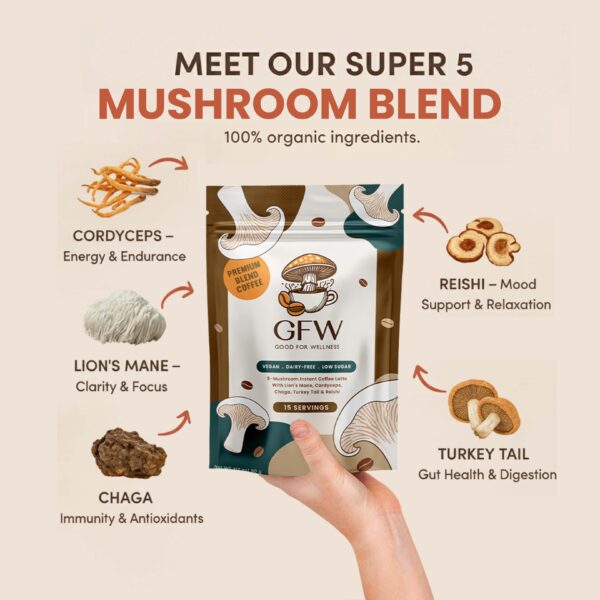 5-Mushroom Instant Coffee Latte - Image 3