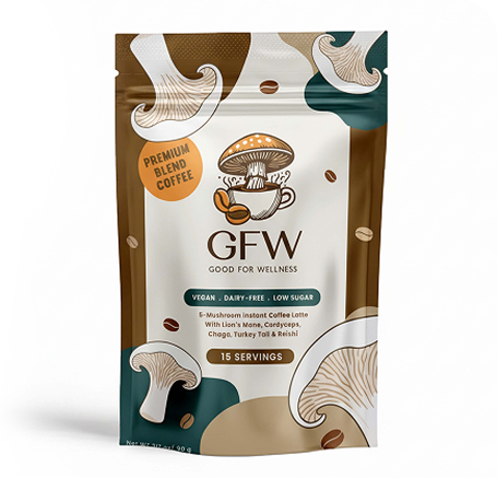 GFW 5-Mushroom Instant Coffee Latte – Clean Energy & Sharp Focus